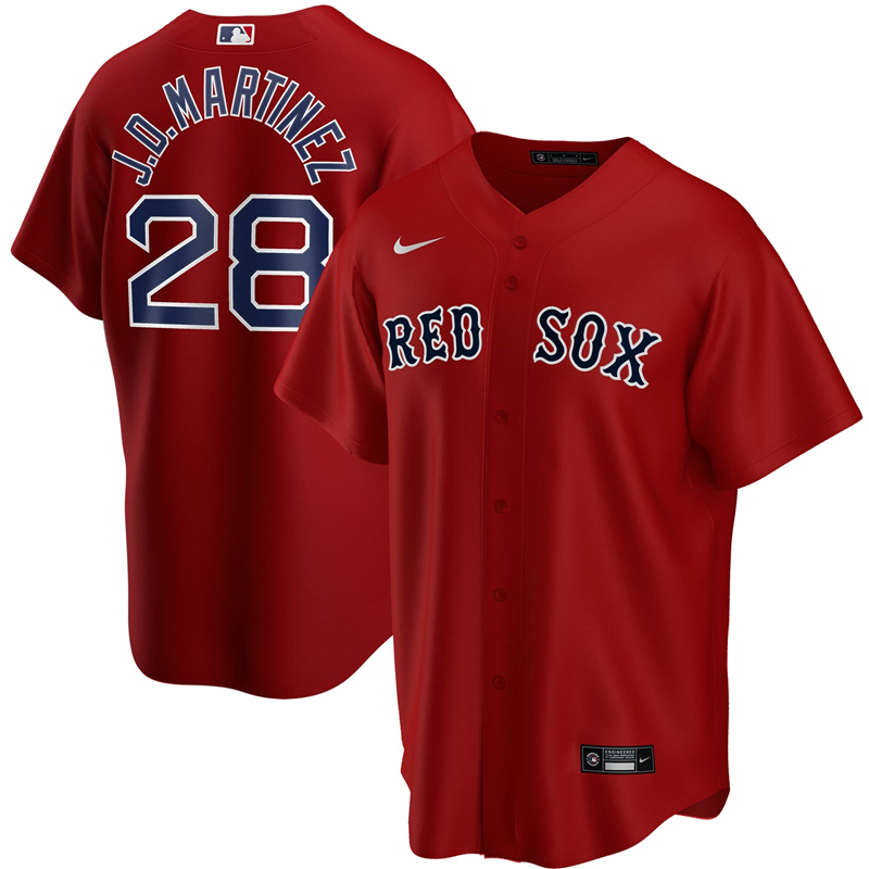 2020 MLB Men Boston Red Sox #28 J.D. Martinez Nike Red Alternate 2020 Replica Player Jersey 1->boston red sox->MLB Jersey